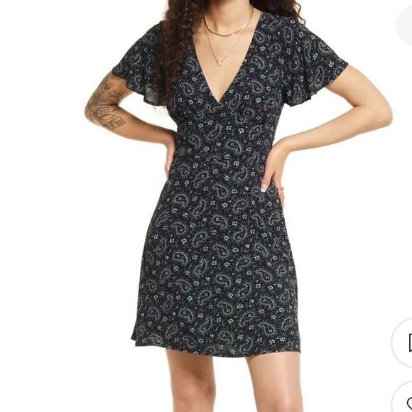 NEW BP Black Print Mini Dress Women 3X - Picture 1 of 14